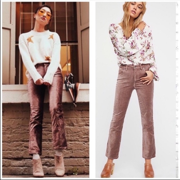 NWT Free People Velvet Crop Pants Taupe Size 26 - Picture 1 of 11